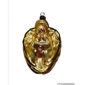 Blown Glass Gold Angel Christmas Ornament 5.25"